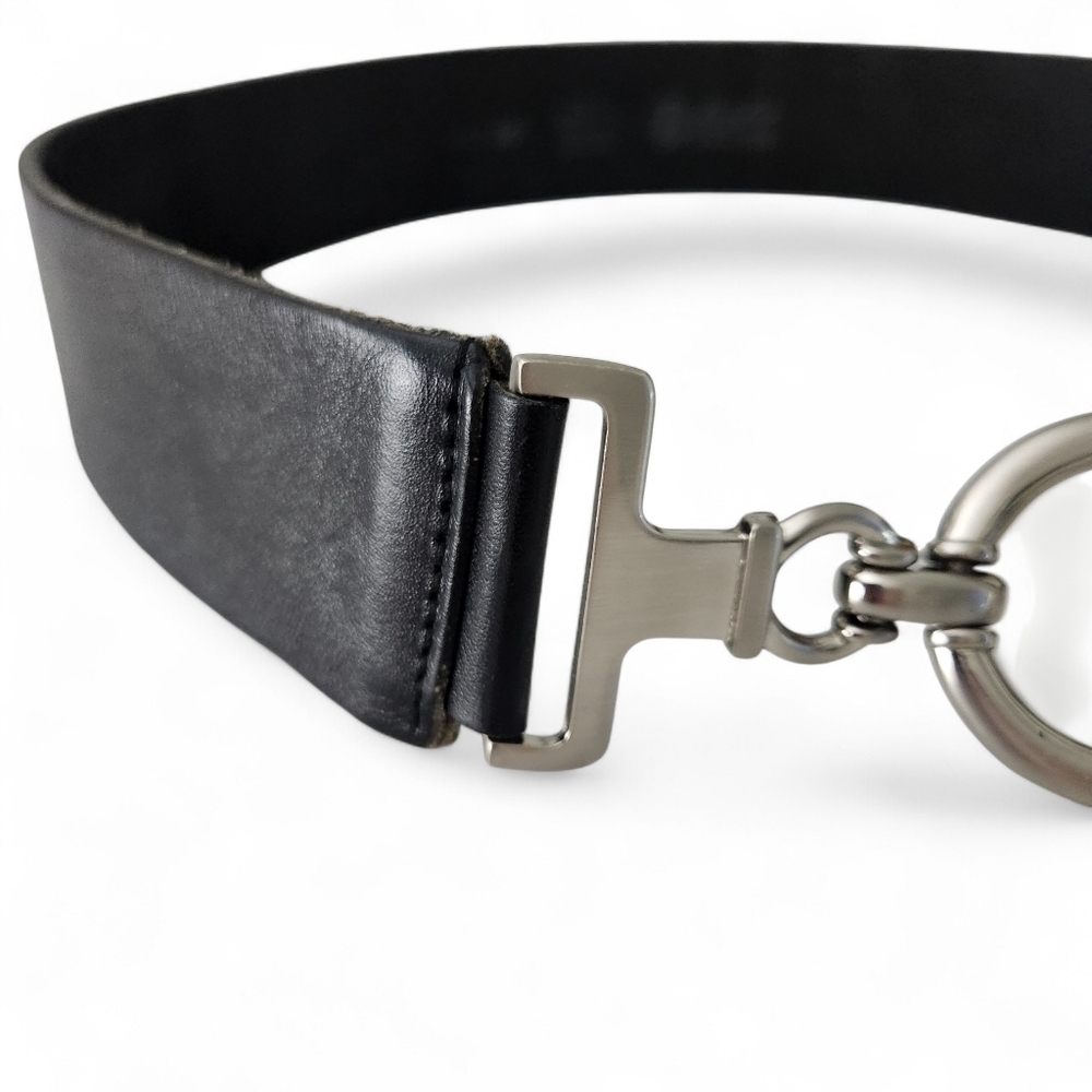 LANDES – Black Genuine Leather Toggle Clasp Waist Belt s - Picture 3 of 8